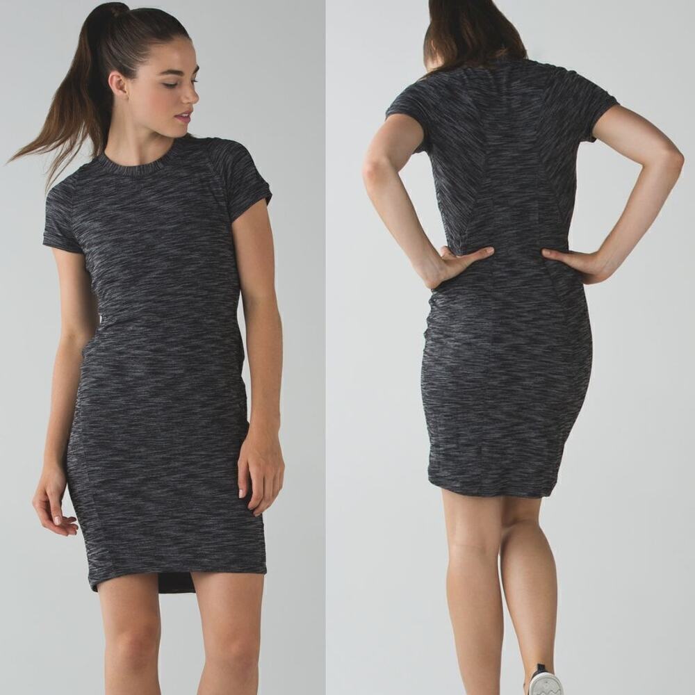 Lululemon &go Where-To Dress Heathered Black Mini Sports Performance Casual Sz 6
